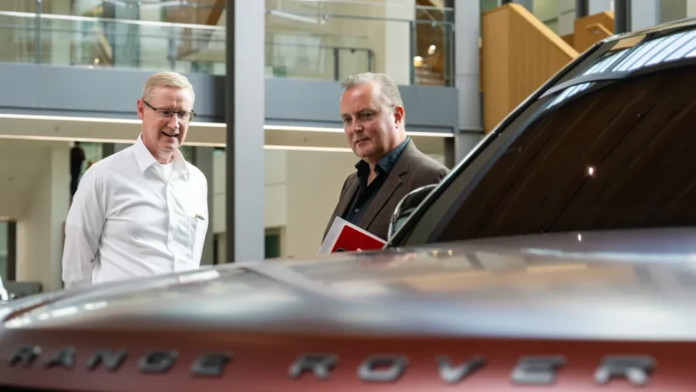 JLR CEO Adrian Mardell with Steve Fowler